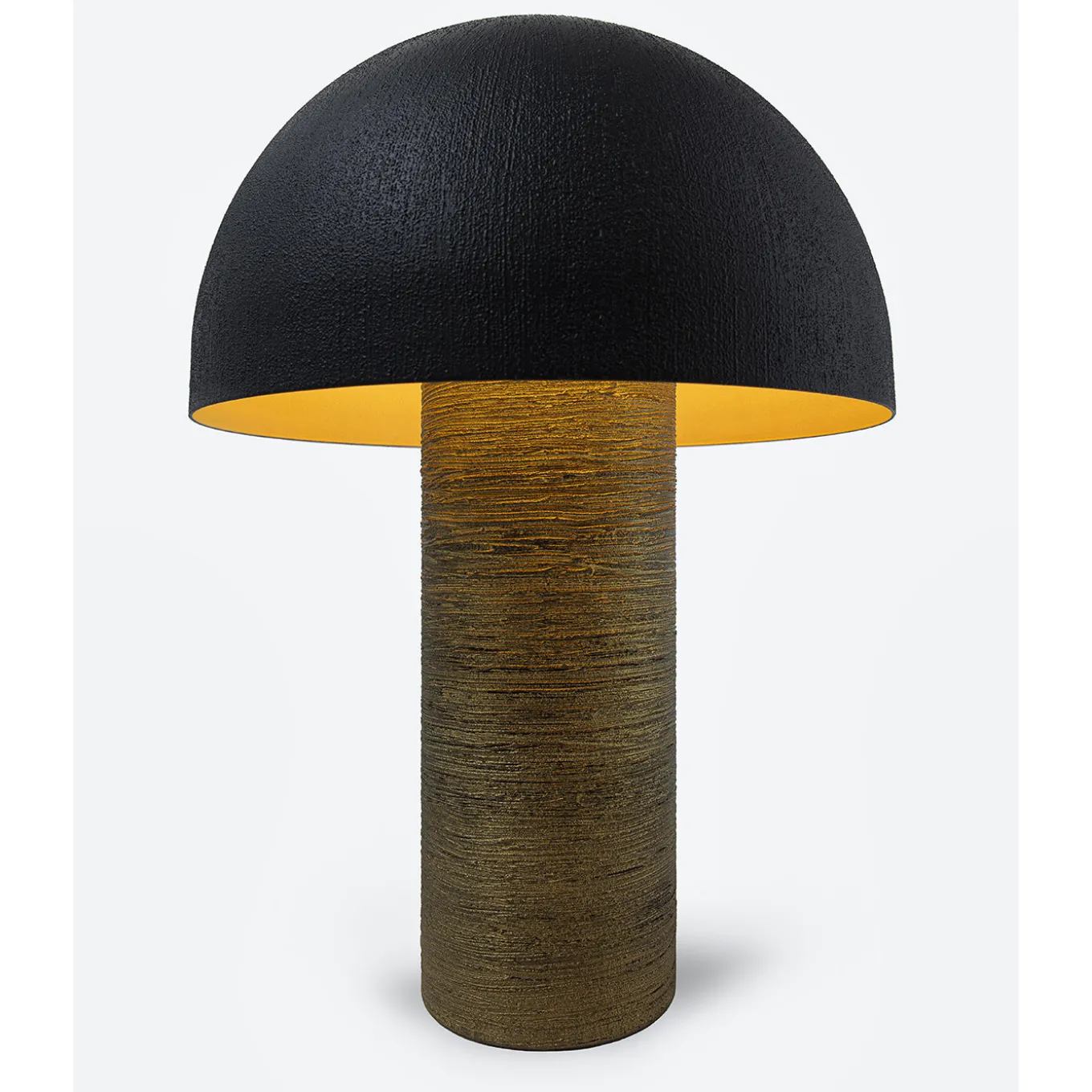Lampada da tavolo Fungo in metallo nero e resina spazzolata bronzo