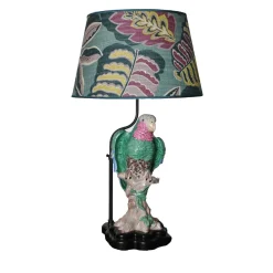 Lampada da Tavolo in Ceramica Morris Cono con Pappagallo