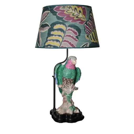Lampada da Tavolo in Ceramica Morris Cono con Pappagallo