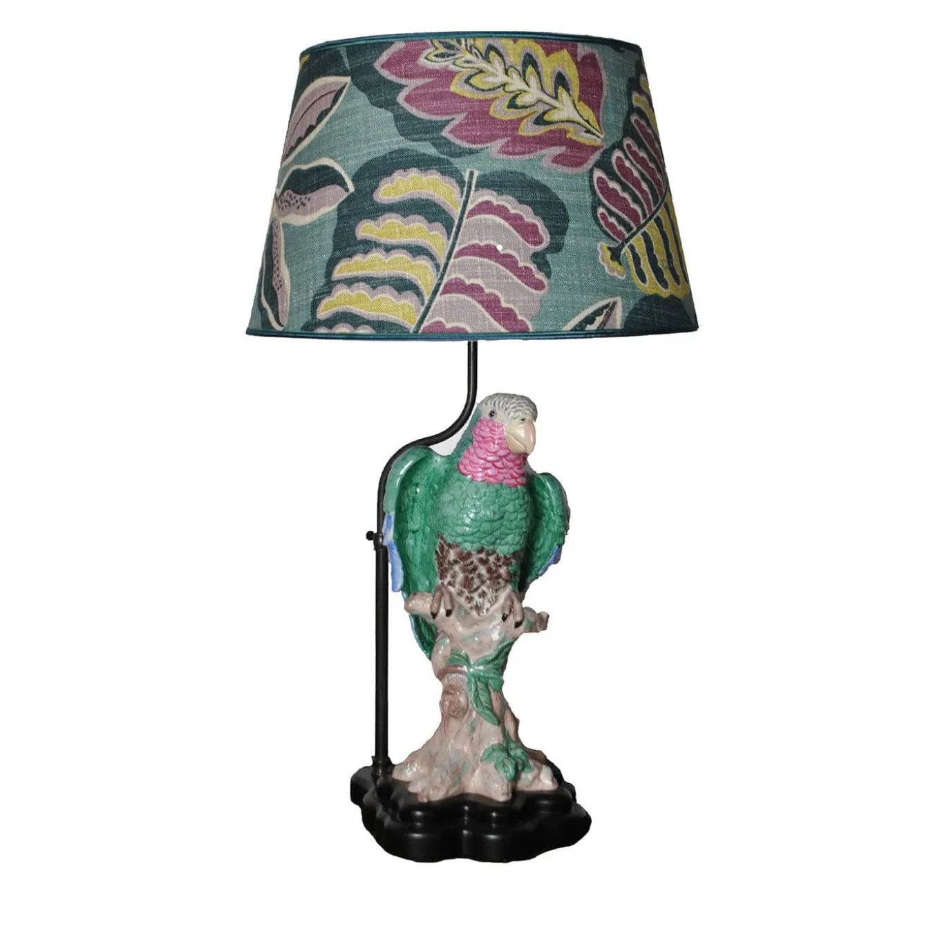 Lampada da Tavolo in Ceramica Morris Cono con Pappagallo