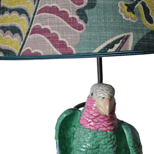 Lampada da Tavolo in Ceramica Morris Cono con Pappagallo