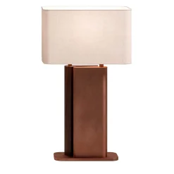 Lampada da tavolo in legno e metallo