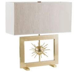Lampada da Tavolo in Lino e Ottone Sputnik