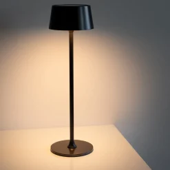 Lampada da Tavolo Ricaricabile Mina in Metallo con Finitura Antracite