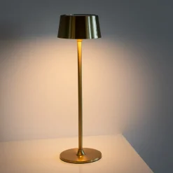 Lampada da Tavolo Ricaricabile Mina in Metallo con Finitura Dorata