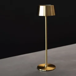Lampada da Tavolo Ricaricabile Mina in Metallo con Finitura Dorata