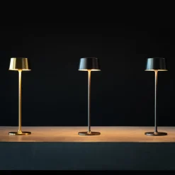Lampada da Tavolo Ricaricabile Mina in Metallo con Finitura Marrone Bronzato