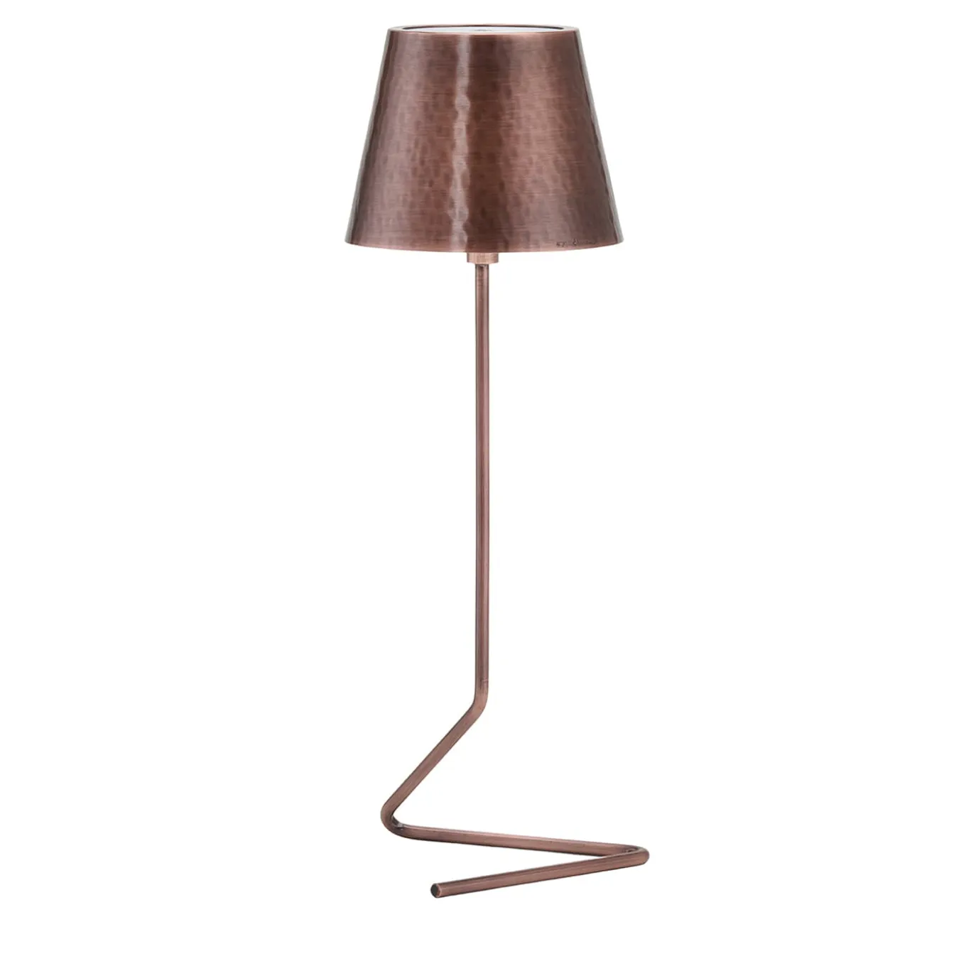 Lampada da tavolo senza fili Vega Triangle in rame e ottone anticato di Harari