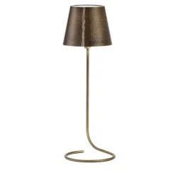 Lampada da tavolo senza fili in ottone anticato Antares Half-Circle di Harari