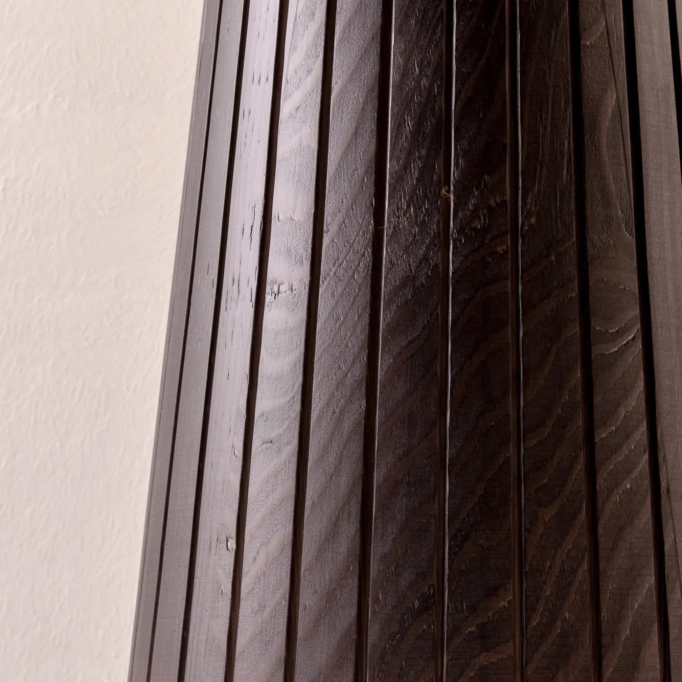Lampada da Terra Cono in Legno Nero e Vetro di Murano
