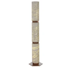 Lampada da terra esagonale retroilluminata Eternal in marmo travertino di Bebo & Angel