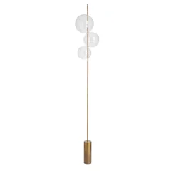 Lampada da terra Grandine a tre luci in ottone spazzolato invecchiato