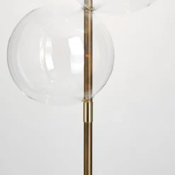 Lampada da terra Grandine a tre luci in ottone spazzolato invecchiato