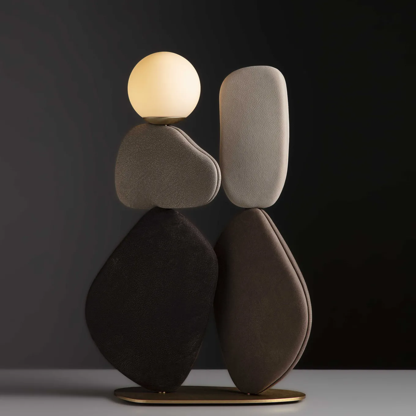 Lampada da terra in pelle marrone grande Zen