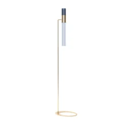 Lampada da terra in vetro e ottone champagne Sbarlusc di Isacco Brioschi