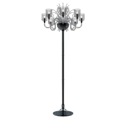 Lampada da terra Raffaello a 8 luci in vetro di Murano color grigio