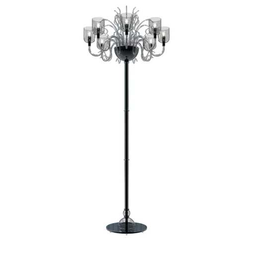 Lampada da terra Raffaello a 8 luci in vetro di Murano color grigio