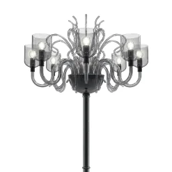 Lampada da terra Raffaello a 8 luci in vetro di Murano color grigio