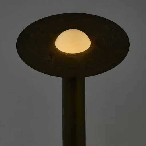Lampada da terra Saturno in resina bronzo spazzolata