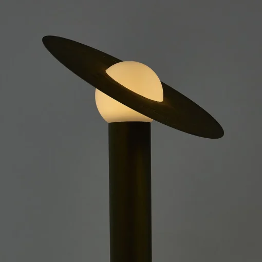 Lampada da terra Saturno in resina bronzo spazzolata