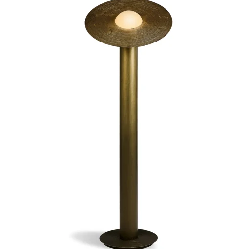 Lampada da terra Saturno in resina bronzo spazzolata