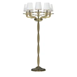 Lampada da terra Tiziano a 8 luci in vetro di Murano color Fumè