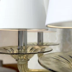 Lampada da terra Tiziano a 8 luci in vetro di Murano color Fumè