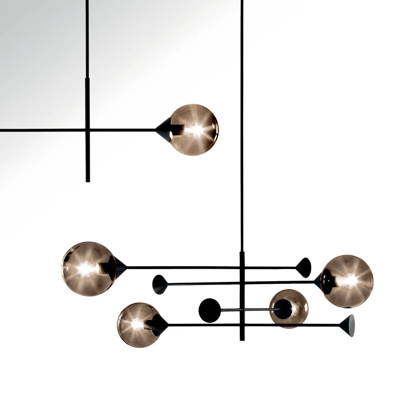 Lampadario a 4 luci in bronzo Kendama