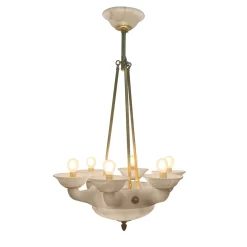 Lampadario anni '30 in alabastro di Volterra
