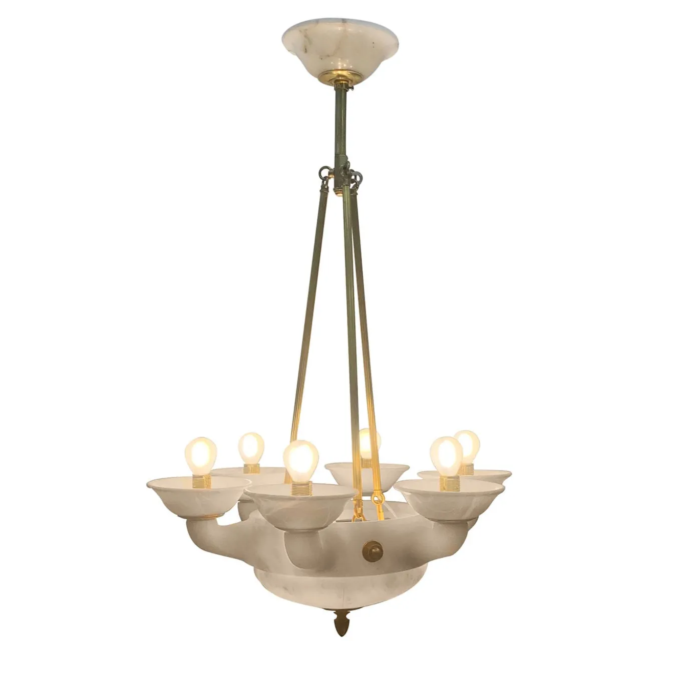 Lampadario anni '30 in alabastro di Volterra