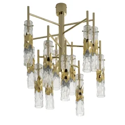 Lampadario Bamboo in vetro oro