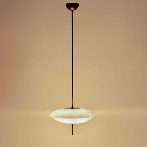 Lampadario Cosmos Anticated in ottone satinato e alabastro