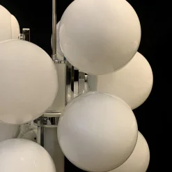 Lampadario cromato a 12 luci Stilnovo