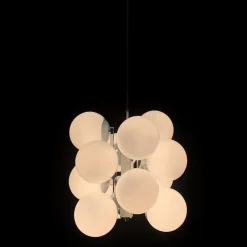 Lampadario cromato a 12 luci Stilnovo