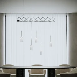 Lampadario Flow a 5 luci in argento