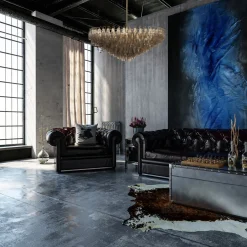 Lampadario in vetro geometrico fumé marrone