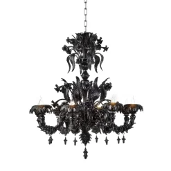 Lampadario in vetro veneziano nero Stile veneziano
