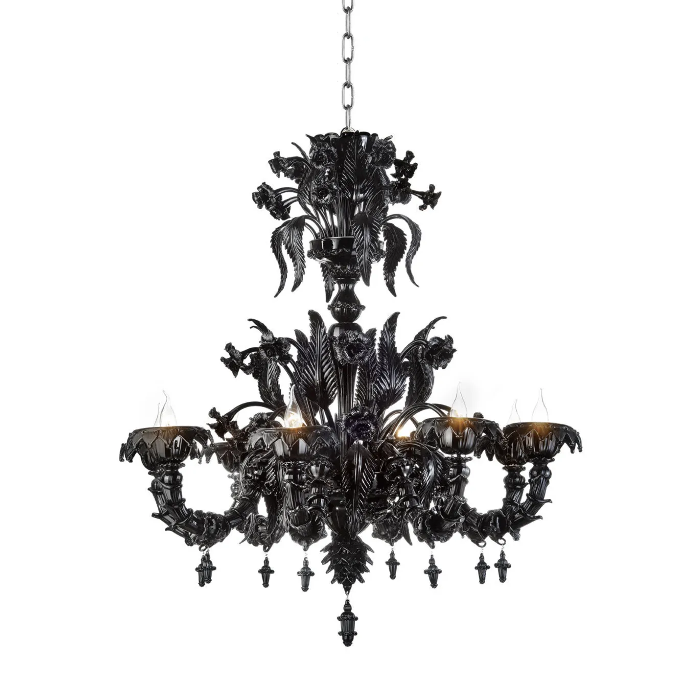Lampadario in vetro veneziano nero Stile veneziano