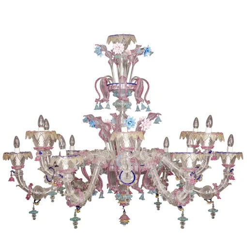Lampadario rosa in stile Rezzonico