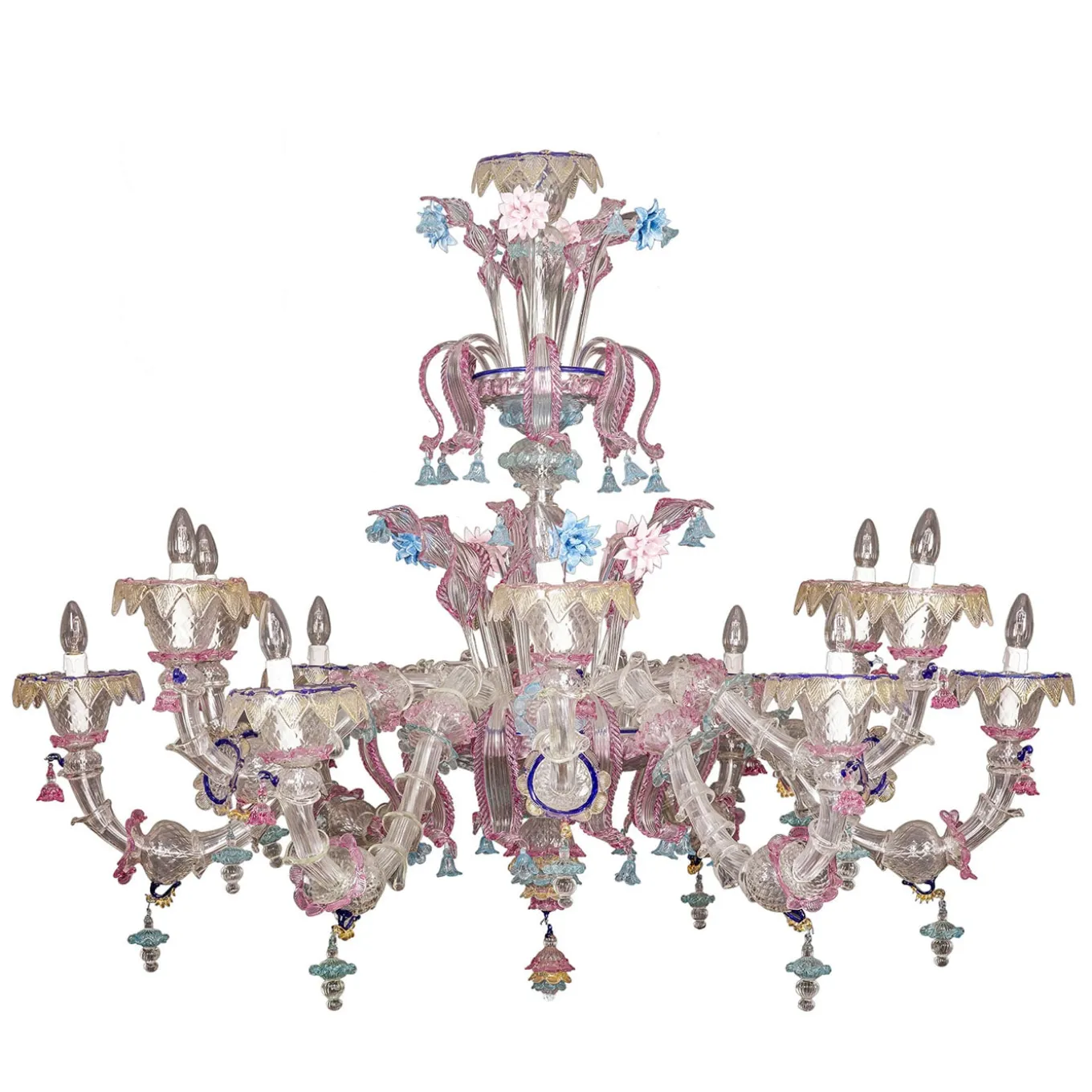 Lampadario rosa in stile Rezzonico