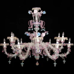 Lampadario rosa in stile Rezzonico
