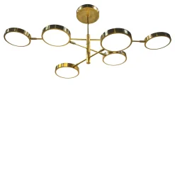 Lampadario Sistema a 6 bracci in ottone e vetro