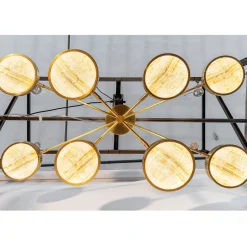 Lampadario Sistema Solare a 8 bracci in ottone e onice