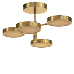 Lampadario Sistema Solare a 4 luci in Onice Tonalità Avorio e Ottone