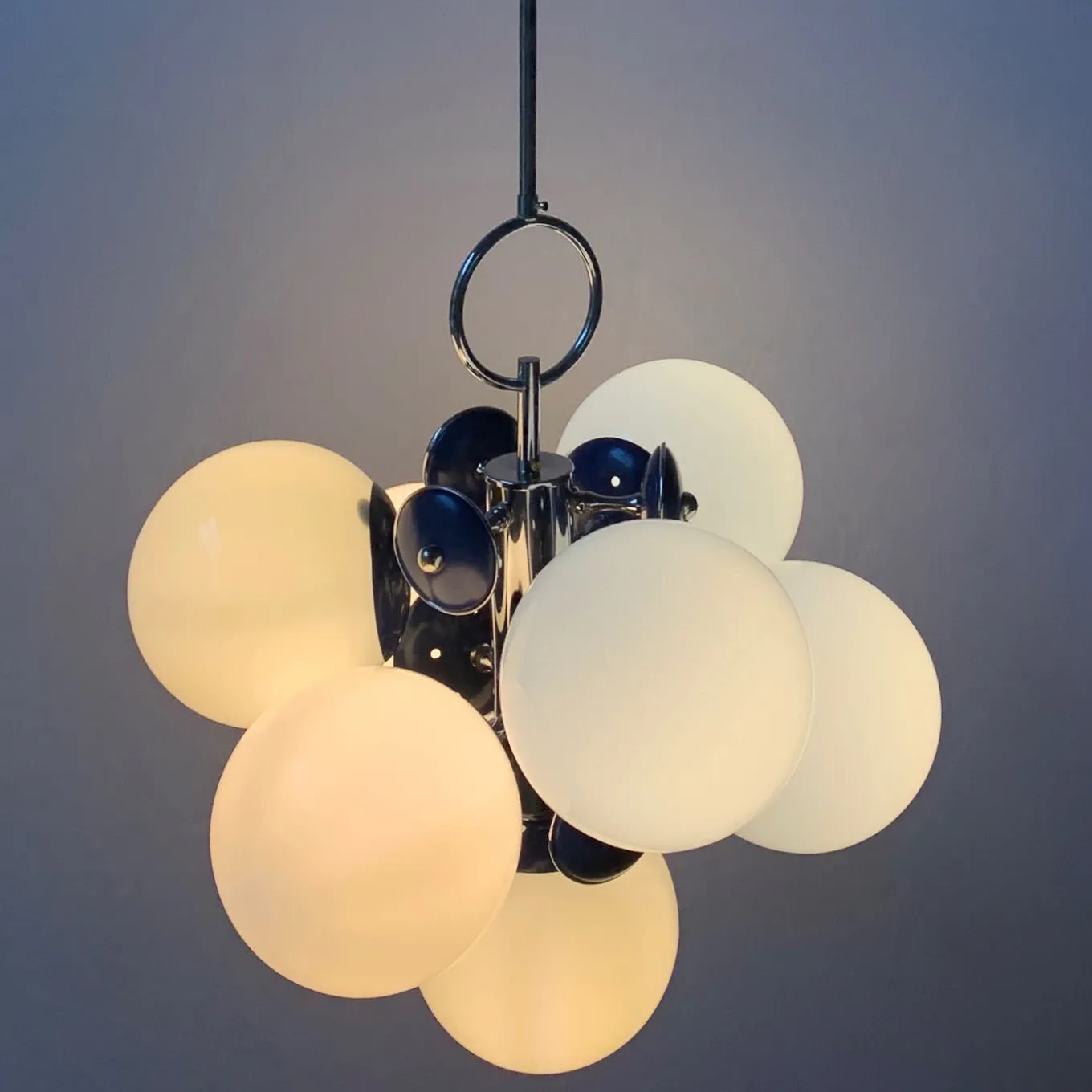 Lampadario Stilnovo 7 luci blu
