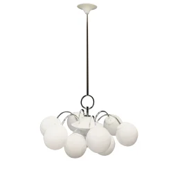 Lampadario Stilnovo a 9 luci cromate