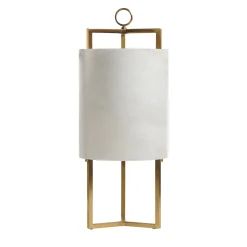 Lanterna Lampada da tavolo in alabastro bianco e ottone satinato