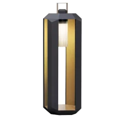 Lanterna ricaricabile da esterno Cube grande bronzo e oro