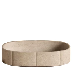 Lavabo con top in marmo ovale beige sartoriale