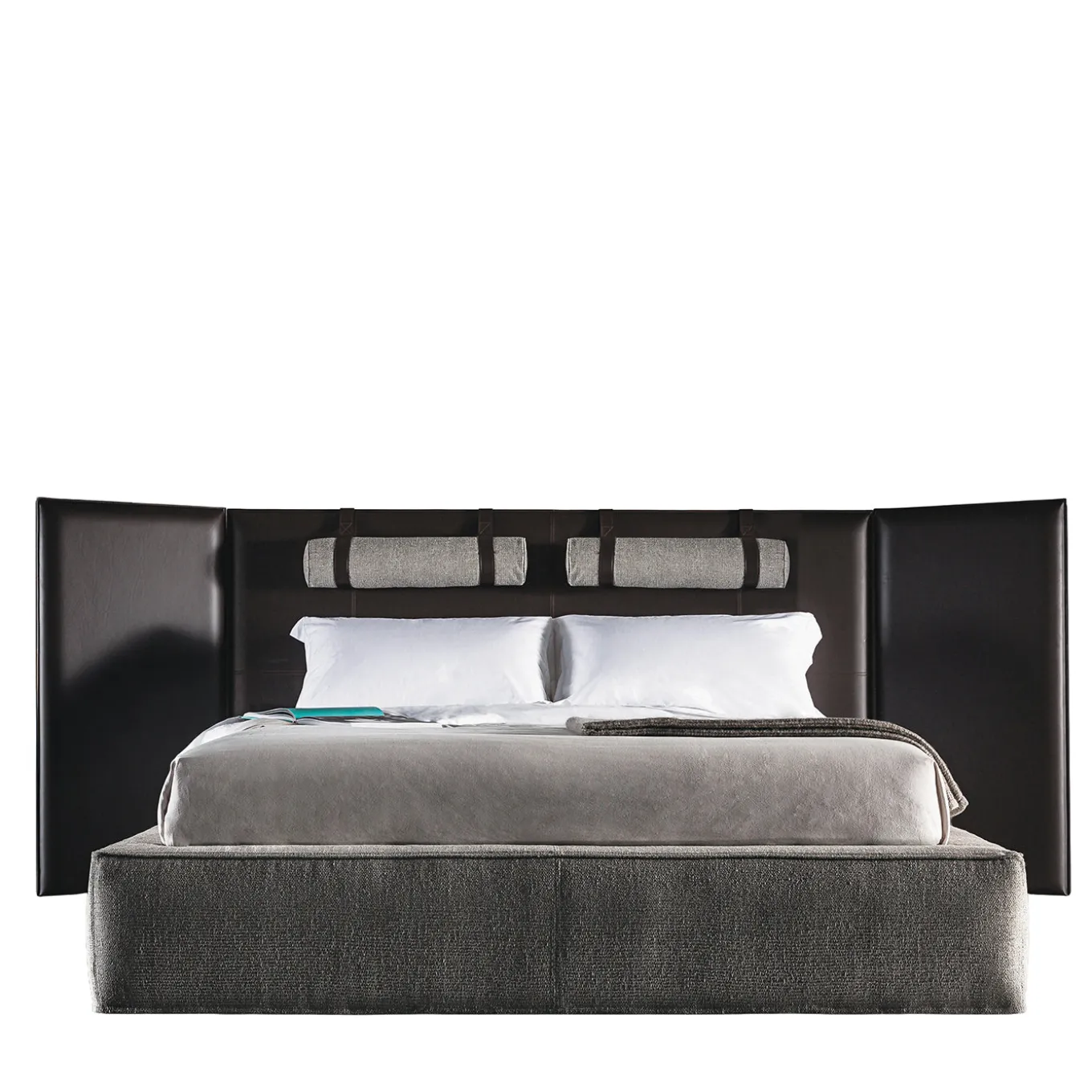 Letto 5800 Tube Grigio con Testiera in Pelle